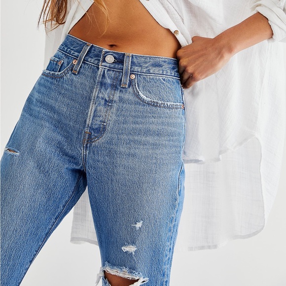 Wedgie Straight Distressed High Rise Jeans - Picture 4 of 8